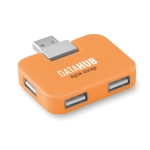 Voordelige plastic hub met 4 USB-poorten Square kleur oranje hoofdweergave