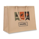 Gepersonaliseerde jute tas met gelamineerde binnenkant Jute Shop kleur beige tweede hoofdweergave