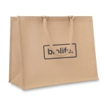 Gepersonaliseerde jute tas met gelamineerde binnenkant Jute Shop kleur beige derde hoofdweergave