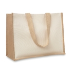 Jute en canvas tassen met gelamineerde binnenkant Jute Beach kleur beige