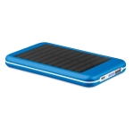 Zonne energie powerbank bedrukken 4.000 mAh Powercard Solarcharge kleur koningsblauw