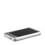 Zonne energie powerbank bedrukken 4.000 mAh Powercard Solarcharge weergave met bedrukking