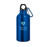 Kleine aluminium fles in felle kleuren 400ml Cruiser kleur blauw afbeelding met logo