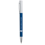 Promotie pen met blauwe inkt met metallic effect Metallic Print kleur blauw afbeelding met logo