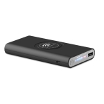 Powerbank met logo en rubberen afwerking 8.000 mAh Wireless kleur zwart