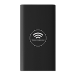 Powerbank met logo en rubberen afwerking 8.000 mAh Wireless kleur zwart vierde weergave