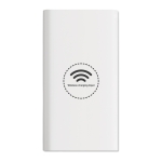 Powerbank met logo en rubberen afwerking 8.000 mAh Wireless kleur wit vierde weergave