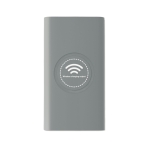 Powerbank met logo en rubberen afwerking 8.000 mAh Wireless kleur grijs tweede weergave