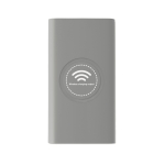 Powerbank met logo en rubberen afwerking 8.000 mAh Wireless kleur grijs derde weergave