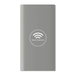 Powerbank met logo en rubberen afwerking 8.000 mAh Wireless kleur grijs vierde weergave