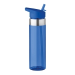 Bedrukte tritan flessen met opvouwbare tuit 650ml MetalRing kleur doorzichtig blauw