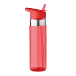 Bedrukte tritan flessen met opvouwbare tuit 650ml MetalRing kleur doorzichtig rood