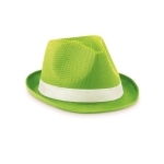 Polyester hoed bedrukken met wit lint met kleurenlogo kleur limoen groen