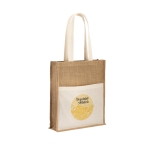 Jute tas met voorvak bedrukken 240 g/m2 Yute Pocket kleur naturel afbeelding met logo