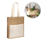 Jute tas met voorvak bedrukken 240 g/m2 Yute Pocket diverse kleuren