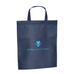 Goedkope non woven tas bedrukken met korte handvatten 80 g/m2 Basis kleur blauw afbeelding met logo