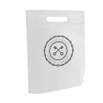 Voordelige non woven tas met versterkt handvat 80 g/m2 Minimart kleur wit afbeelding met logo