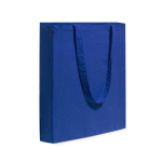 Tas van 100% katoen met lange handvatten en zijvouw 105 g/m2 kleur blauw  negende weergave