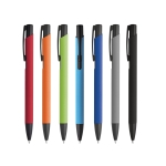 Aluminium pen met rubberen afwerking zwarte inkt Softline diverse kleuren