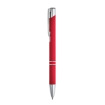 Goedkope aluminium pen met rubberen afwerking en zwarte inkt Glober kleur rood