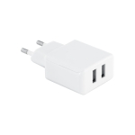 USB-adapter van ABS met 2 uitgangen USB square kleur wit