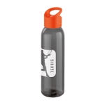 Elegante corporate plastic fles in zwart 600ml Dark kleur oranje afbeelding met logo