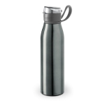 Aluminium drinkfles met logo heeft een handige klikdop 650 ml Loop kleur titanium