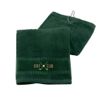 Gepersonaliseerde golfhanddoek met metalen haak 430 g/m2 Club kleur groen afbeelding met logo