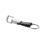 Leren sleutelhanger met logo en karabijnsluiting Metalclip kleur zwart derde weergave