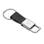 Leren sleutelhanger met logo en karabijnsluiting Metalclip kleur zwart afbeelding met logo