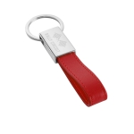 Goedkope sleutelhanger van leer en metaal Metalflux kleur rood afbeelding met logo