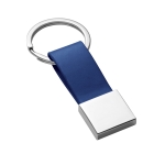 Leren sleutelhanger met logo en metalen detail Downtown kleur blauw