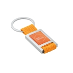 Klassieke sleutelhanger met metalen details graveren Fullcolor kleur oranje afbeelding met logo 2