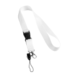 2 cm polyester keycord bedrukken met sluiting Doubleclip Plus kleur wit