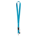 2 cm polyester keycord bedrukken met sluiting Doubleclip Plus kleur lichtblauw eerste weergave