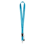 2 cm polyester keycord bedrukken met sluiting Doubleclip Plus kleur lichtblauw afbeelding met logo 2