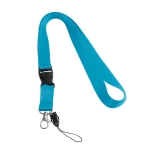 2 cm polyester keycord bedrukken met sluiting Doubleclip Plus kleur lichtblauw