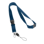 2 cm polyester keycord met dubbele clip sluiting Extra kleur blauw