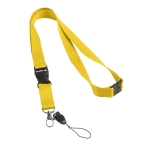 2 cm polyester keycord met dubbele clip sluiting Extra kleur geel