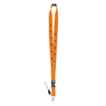 2 cm polyester keycord met dubbele clip sluiting Extra kleur oranje afbeelding met logo 2