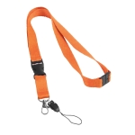 2 cm polyester keycord met dubbele clip sluiting Extra kleur oranje