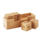 Bamboe houten oneindige bureaukalender Bamboo kleur hout vierde weergave