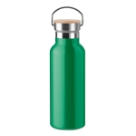 Thermosflessen met bamboe deksel met handvat 500 ml clip kleur groen