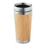 Thermosbeker laten bedrukken van staal en bamboe, 400 ml Bamboo kleur hout