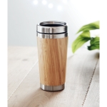 Thermosbeker laten bedrukken van staal en bamboe, 400 ml Bamboo kleur hout derde sfeervolle weergave