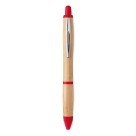 Bamboe pen met drukknop en ABS details Colorwood kleur rood