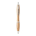 Bamboe pen met drukknop en ABS details Colorwood kleur wit