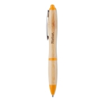 Bamboe pen met drukknop en ABS details Colorwood kleur oranje hoofdweergave derde weergave