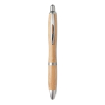 Bamboe pen met drukknop en ABS details Colorwood kleur mat zilver