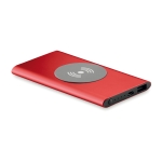 Draadloze oplader en powerbank van 4.000 mAh Powercard Chargepad kleur rood